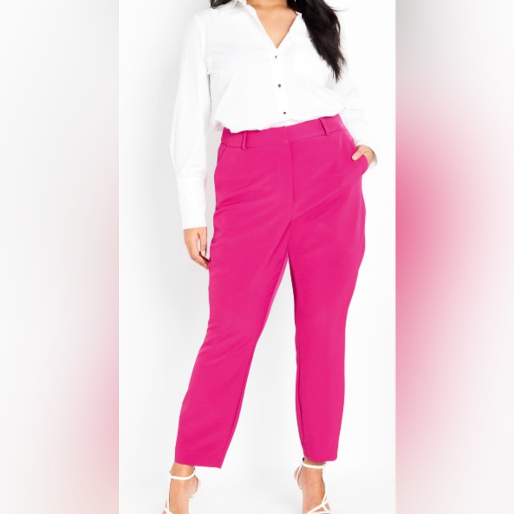 City Chic Sabine Pants Pop Pink Size S 16W-NWT